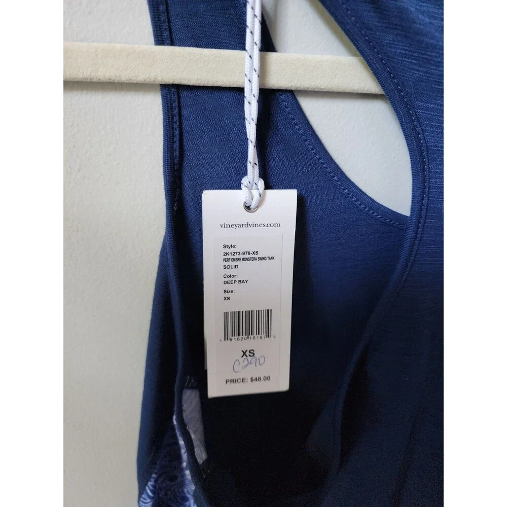 New Vineyard Vines Performance Monstera Swing Navy Ombre Tank Top Size XS Nwt